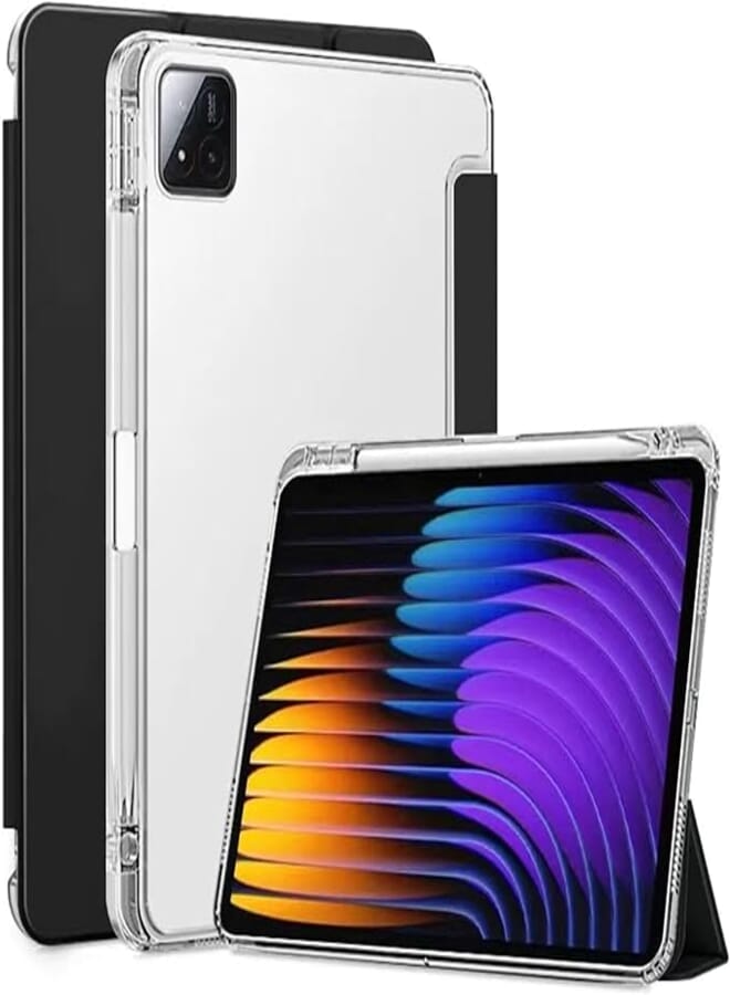 Cover Compatible with Xiaomi Mi Pad 7/7 Pro 11.2" 2024 Case with Pencil Holder, Slim Lightweight TPU Shockproof Cover with Clear Back Silicone Shell Protective for Xiaomi Mi Pad 7/7 Pro